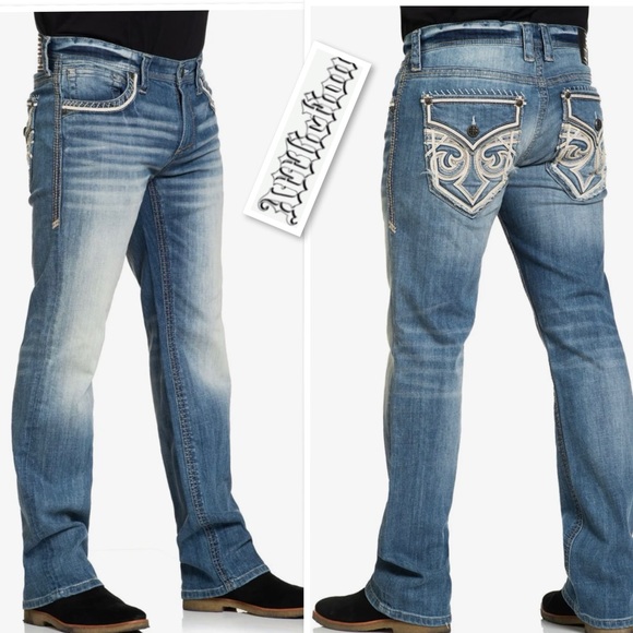 Affliction Black Premium Mens Blue Distressed Hot Rod Denim Size 42
